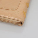 CHANEL Cambon Line Matelasse Long Wallet Calf Skin Orange Silver CC Auth 142366-10