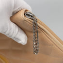 CHANEL Cambon Line Matelasse Long Wallet Calf Skin Orange Silver CC Auth 142366-13