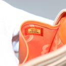 CHANEL Cambon Line Matelasse Long Wallet Calf Skin Orange Silver CC Auth 142366-21