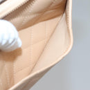 CHANEL Cambon Line Matelasse Long Wallet Calf Skin Orange Silver CC Auth 142366-22