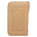 CHANEL Cambon Line Matelasse Long Wallet Calf Skin Orange Silver CC Auth 142366-3