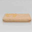 CHANEL Cambon Line Matelasse Long Wallet Calf Skin Orange Silver CC Auth 142366-4