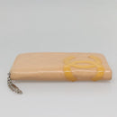 CHANEL Cambon Line Matelasse Long Wallet Calf Skin Orange Silver CC Auth 142366-5
