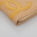 CHANEL Cambon Line Matelasse Long Wallet Calf Skin Orange Silver CC Auth 142366-9