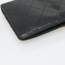 CHANEL Matelasse Long Wallet Lamb Skin Black Gold CC Auth 142368-16