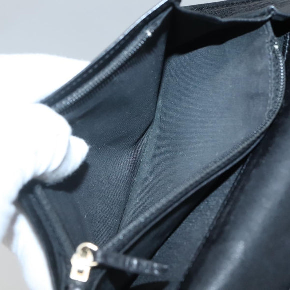 CHANEL Matelasse Long Wallet Lamb Skin Black Gold CC Auth 142368