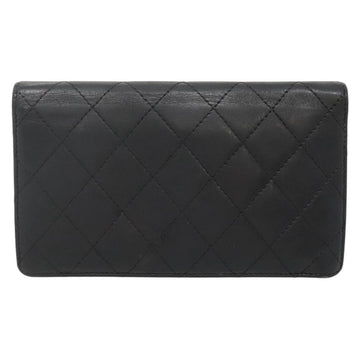 CHANEL Matelasse Long Wallet Lamb Skin Black Gold CC Auth 142368 - 0