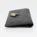 CHANEL Matelasse Long Wallet Lamb Skin Black Gold CC Auth 142368-4