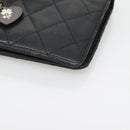 CHANEL Matelasse Long Wallet Lamb Skin Black Gold CC Auth 142368-7
