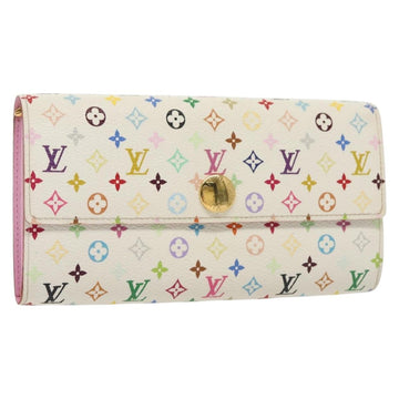 LOUIS VUITTON Multicolor Portefeuille Sarah Wallet White M93532 LV Auth 142372