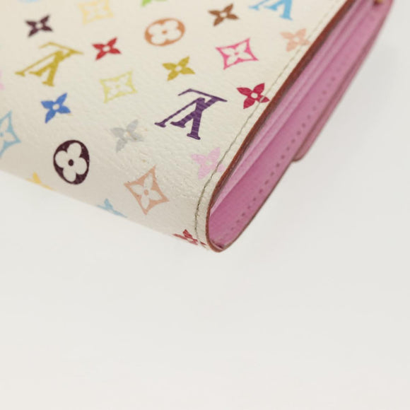 LOUIS VUITTON Multicolor Portefeuille Sarah Wallet White M93532 LV Auth 142372