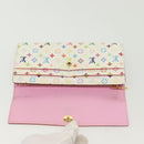 LOUIS VUITTON Multicolor Portefeuille Sarah Wallet White M93532 LV Auth 142372-8
