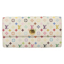 LOUIS VUITTON Multicolor Portefeuille Sarah Wallet White M93532 LV Auth 142372-13