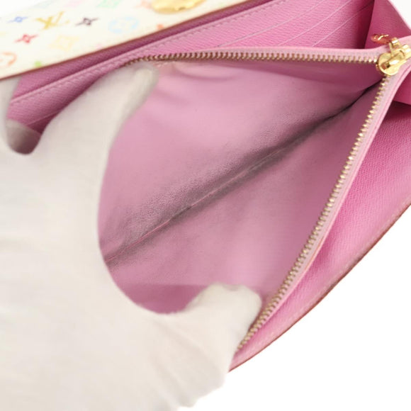 LOUIS VUITTON Multicolor Portefeuille Sarah Wallet White M93532 LV Auth 142372