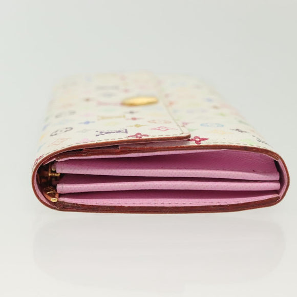 LOUIS VUITTON Multicolor Portefeuille Sarah Wallet White M93532 LV Auth 142372