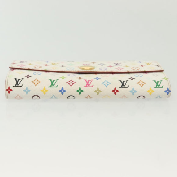 LOUIS VUITTON Multicolor Portefeuille Sarah Wallet White M93532 LV Auth 142372