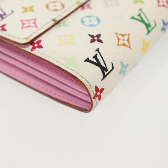 LOUIS VUITTON Multicolor Portefeuille Sarah Wallet White M93532 LV Auth 142372