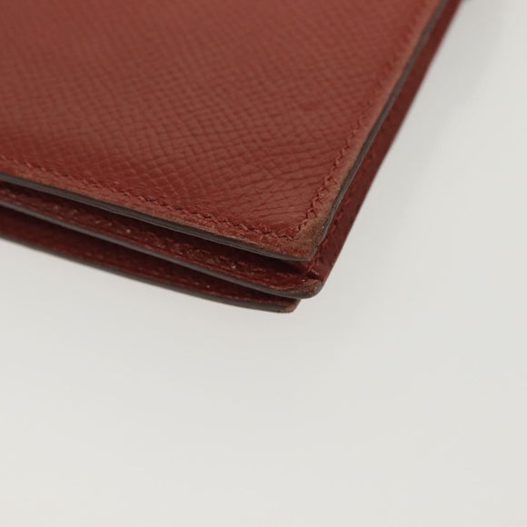 HERMES Beansufla Wallet Leather Brown Gold Auth 142375