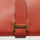 HERMES Beansufla Wallet Leather Brown Gold Auth 142375-12