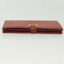 HERMES Beansufla Wallet Leather Brown Gold Auth 142375-7