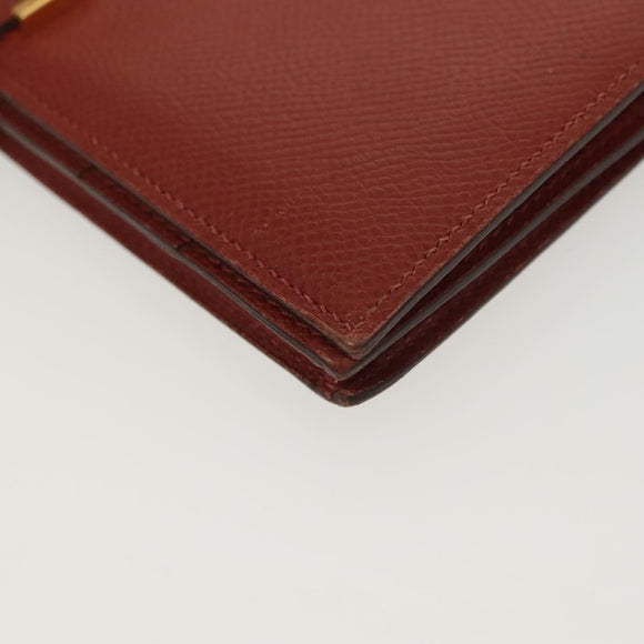 HERMES Beansufla Wallet Leather Brown Gold Auth 142375