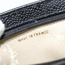 CHANEL Pouch Caviar Skin Black Gold CC Auth 142376-17