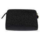 CHANEL Pouch Caviar Skin Black Gold CC Auth 142376-3