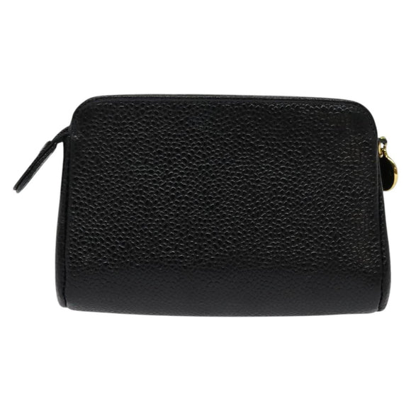 CHANEL Pouch Caviar Skin Black Gold CC Auth 142376
