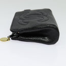 CHANEL Pouch Caviar Skin Black Gold CC Auth 142376-4