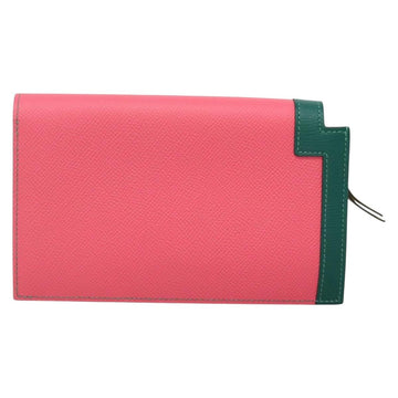 HERMES Camille Long Wallet Leather Pink Silver Auth 142388M - 0