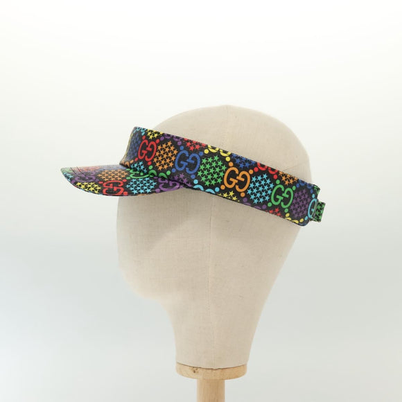 GUCCI GG Psychedelic Sun Visor Hat Multicolor Silver Auth 142391