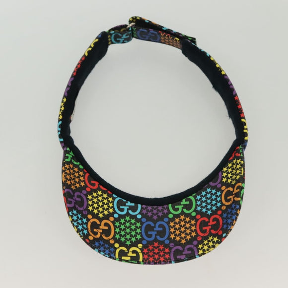 GUCCI GG Psychedelic Sun Visor Hat Multicolor Silver Auth 142391