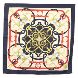 HERMES Carre 90 Scarf ""Eperon d'or"" Silk Navy Auth 142397