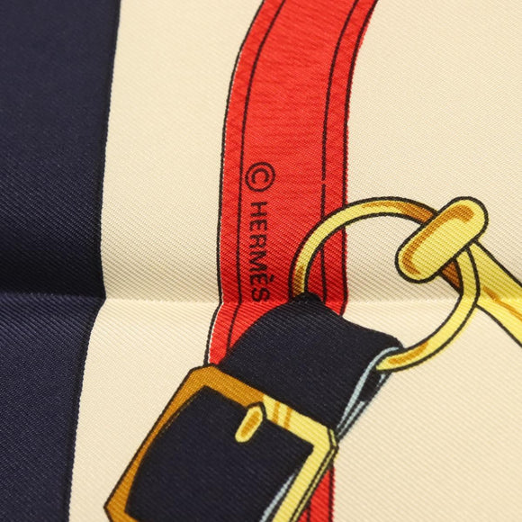 HERMES Carre 90 Scarf ""Eperon d'or"" Silk Navy Auth 142397