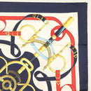 HERMES Carre 90 Scarf ""Eperon d'or"" Silk Navy Auth 142397-4