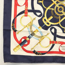 HERMES Carre 90 Scarf ""Eperon d'or"" Silk Navy Auth 142397-8
