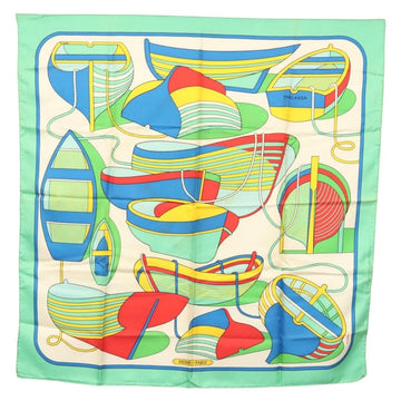 HERMES Carre 90 Scarf ""THALASSA"" Silk Green Auth 142398