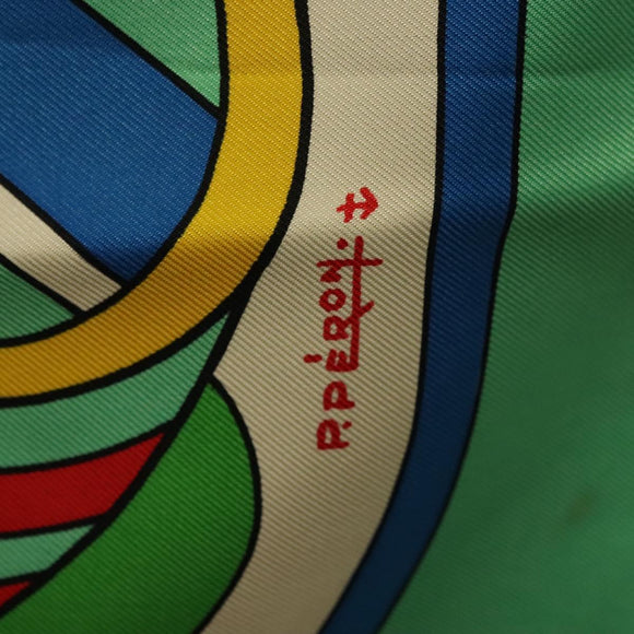 HERMES Carre 90 Scarf ""THALASSA"" Silk Green Auth 142398