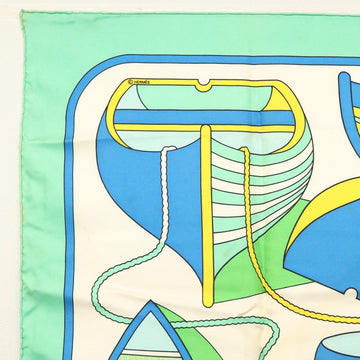 HERMES Carre 90 Scarf ""THALASSA"" Silk Green Auth 142398 - 0