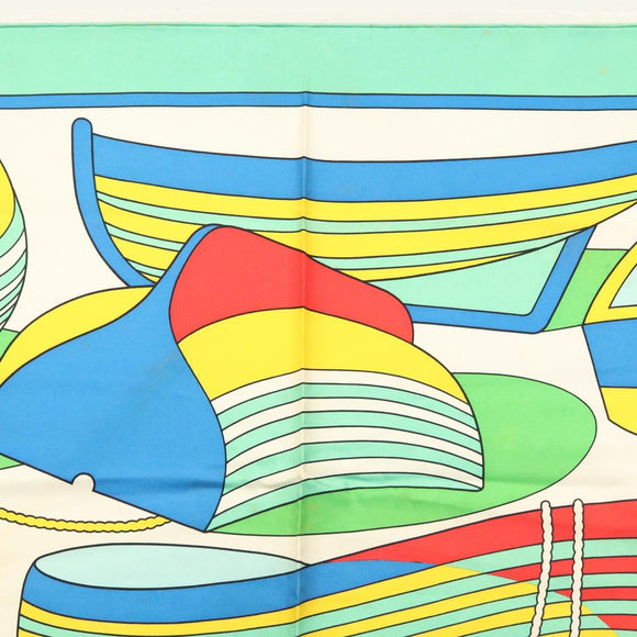 HERMES Carre 90 Scarf ""THALASSA"" Silk Green Auth 142398