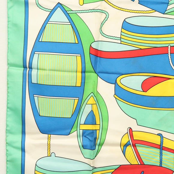 HERMES Carre 90 Scarf ""THALASSA"" Silk Green Auth 142398