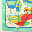 HERMES Carre 90 Scarf ""THALASSA"" Silk Green Auth 142398-8