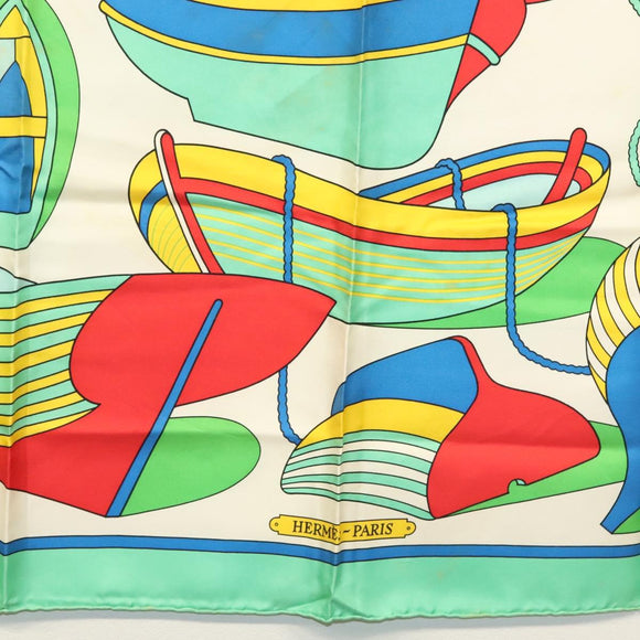 HERMES Carre 90 Scarf ""THALASSA"" Silk Green Auth 142398