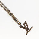 LOUIS VUITTON Collier Printed Initials LV Wood Necklace Gold MP2780 Auth 142405M-3