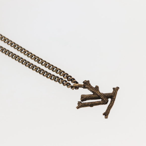 LOUIS VUITTON Collier Printed Initials LV Wood Necklace Gold MP2780 Auth 142405M