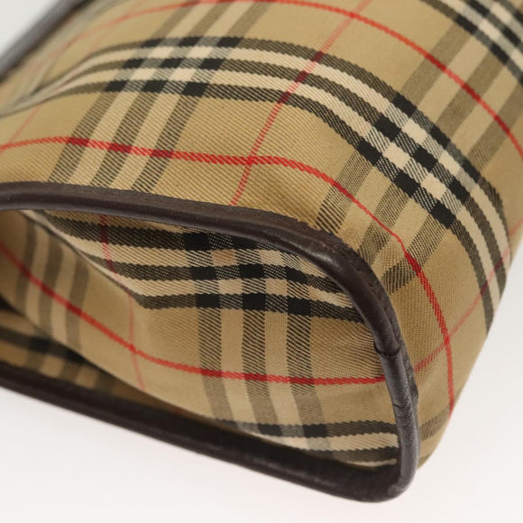 Burberrys Nova Check Shoulder Bag Canvas Beige Gold Auth 142412