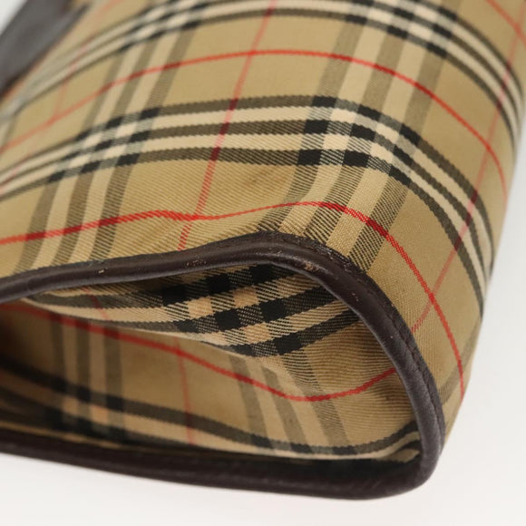 Burberrys Nova Check Shoulder Bag Canvas Beige Gold Auth 142412