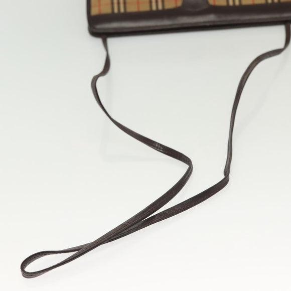 Burberrys Nova Check Shoulder Bag Canvas Beige Gold Auth 142412