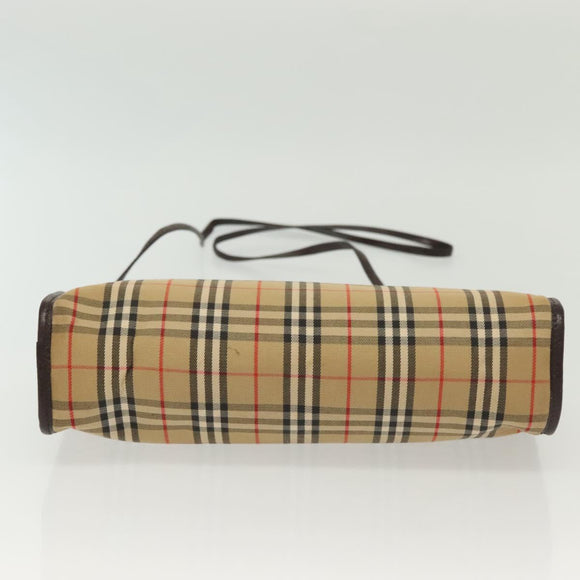 Burberrys Nova Check Shoulder Bag Canvas Beige Gold Auth 142412