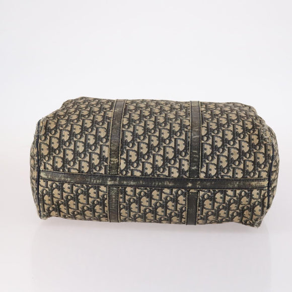 Christian Dior Trotter Canvas Boston Bag Navy Silver Auth 142424